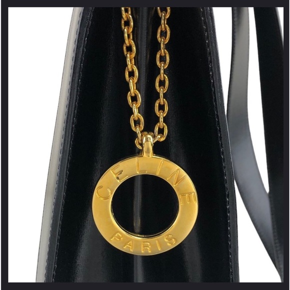 CELINE brown suede leather shoulder bag, logo charm - Picture 1 of 13